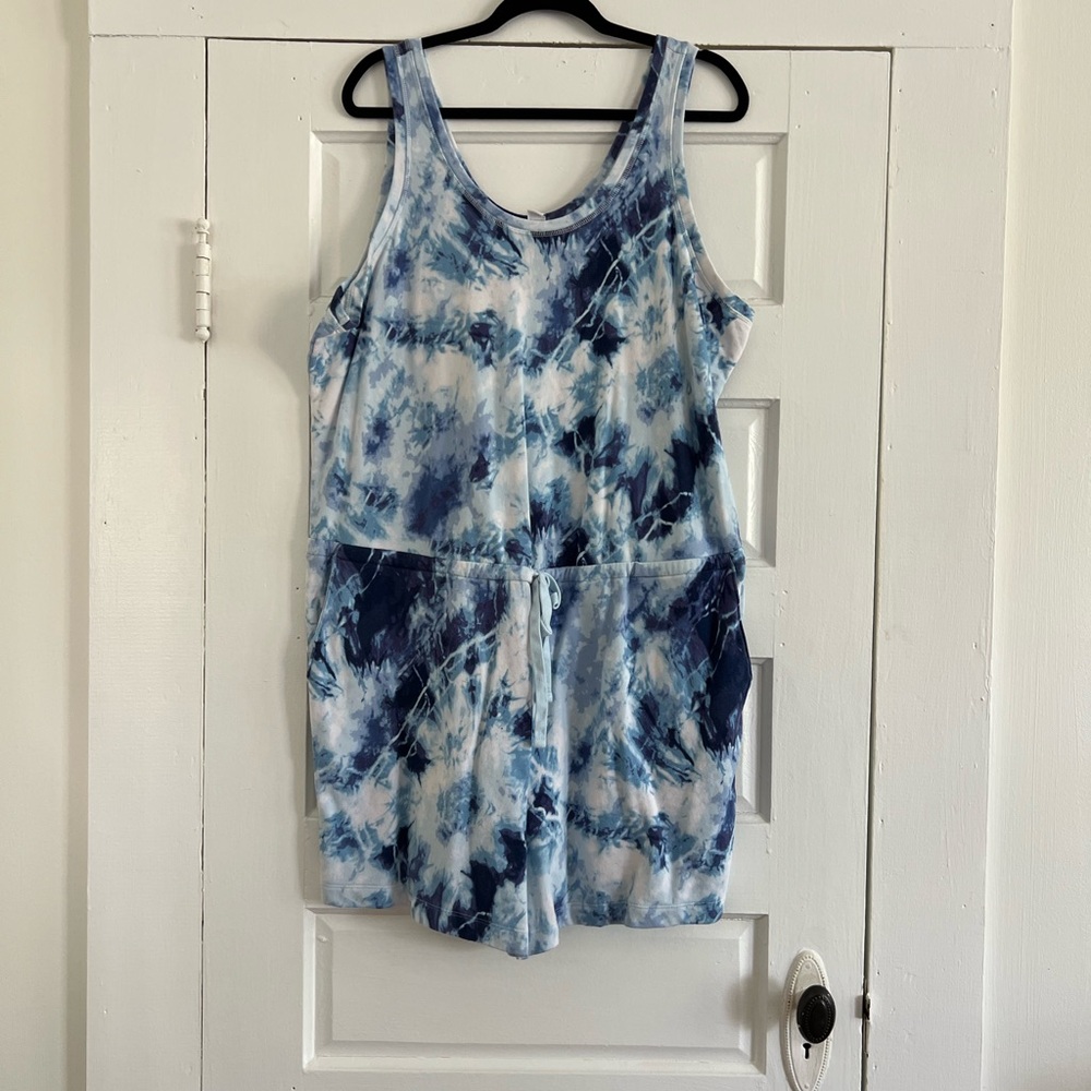 Womens Tie-Dye Blue Romper